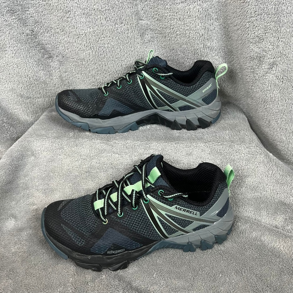 Merrell MQM‎ Flex Womens 7 Hiking Shoes Black Green Performance Footwear